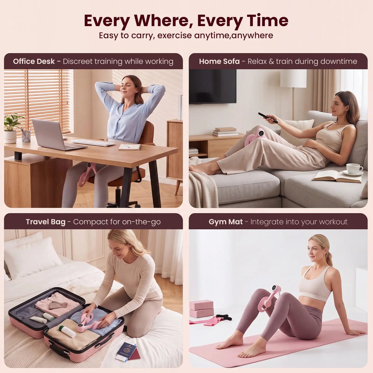 Zenrous Thigh Trainer, Multi-Functional Thigh & Arm Exerciser Set - Compact Home Gym Pelvic Floor & Limb Muscle Trainer for Women & Men, Resistance Workout Equipment